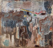 יוסף זריצקי, יחיעם (חיים בקיבוץ), שמן על בד, 1951, (הגדל)