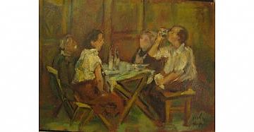 חיים סיטון , ארוחה על המרפסת , שמן על בד (הגדל)