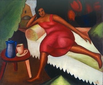 שמואל שלזינגר - אישה על ספה, (הגדל)