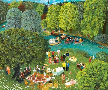 ציור נאיבי - פשוטים הדברים וחיים ומותר בם לנגוע, ומותר לאהוב. (הגדל)