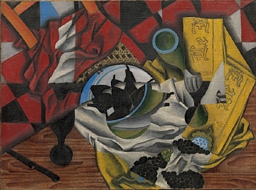 חואן גריס, אגסים וענבים על שולחן, סתיו 1913, (הגדל)