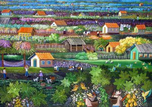 מאלו דליבו, "שלווה ושפע", 2008, אקריליק על בד, 70X100 ס"מ