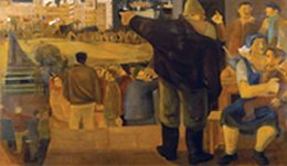 נפתלי בזם, לעזרת הימאים, שמן על דיקט, 1952, הקיבוץ הארצי - השומר הצעיר